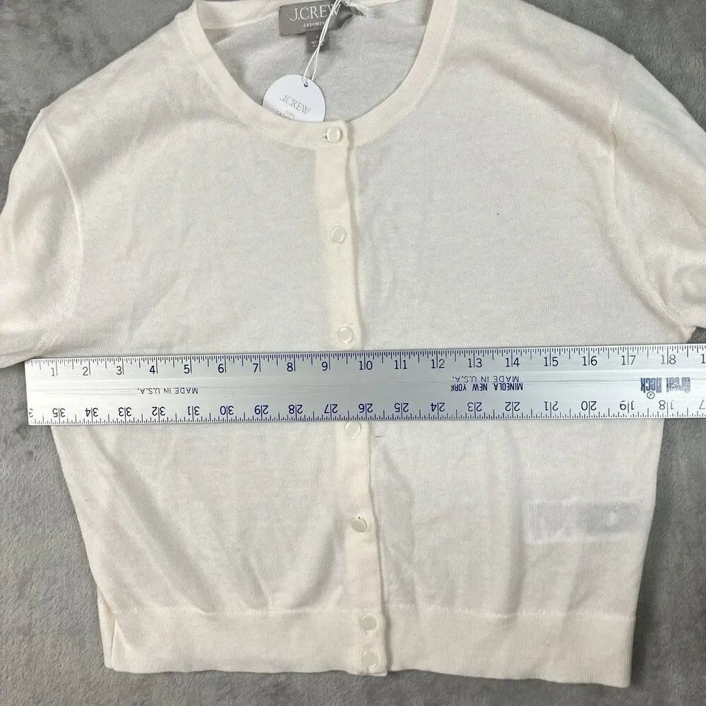 J Crew Cashmere Cardigan Women S Ivory Cropped Button Front Featherweight BZ400